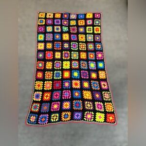 Handmade Crochet Granny Square Afghan Throw Blanket Retro Cottagecore 31.5”x 53”